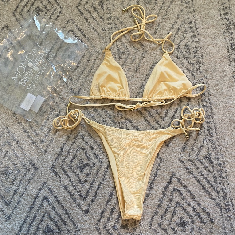 Monday Swim Cream yellow string bikini